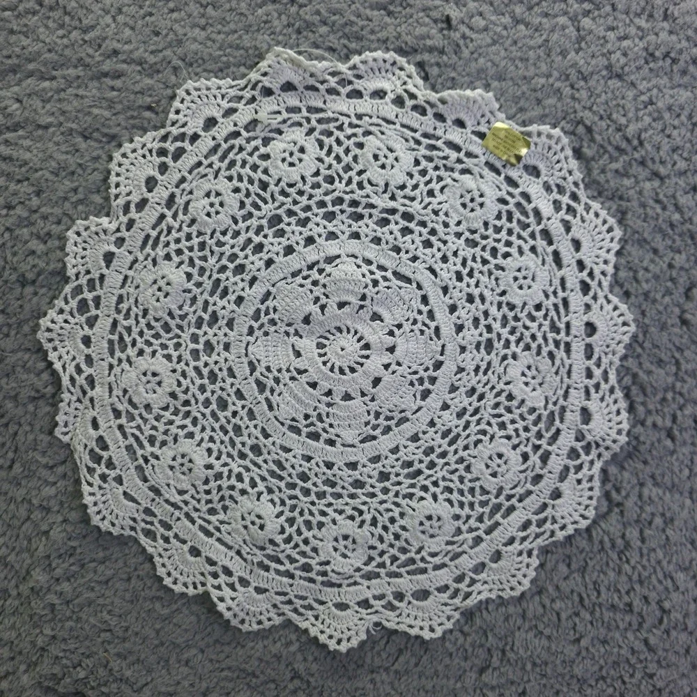 Elegance in Crochet by Tessile 9pc Set White Cotton Table Runner Doilies Coaster